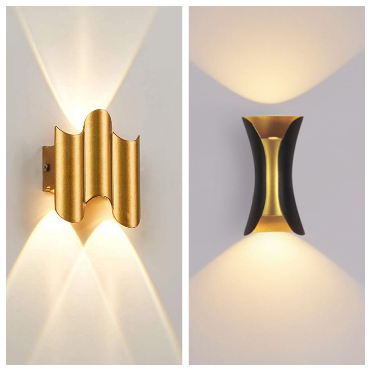 Home Security Yard Sign - Aluminum Golden Body LED Wall Light