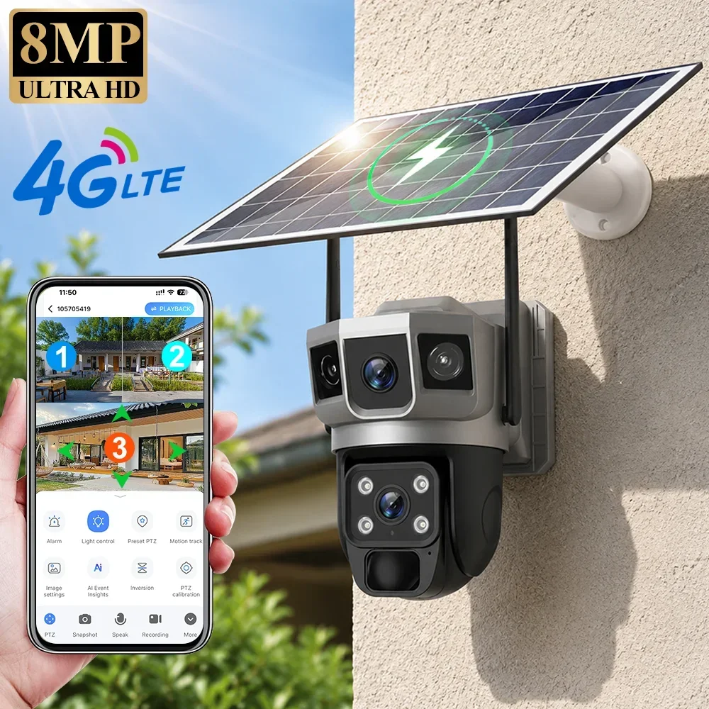 Home Security Kamera - V380 4K 3 Screens 4G Camera