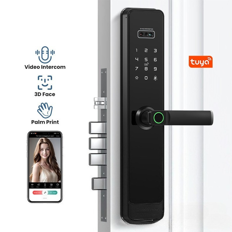 Door Lock Smart Keypad - EGFirtor Semi-automaticTuya Fingerprint Password Lock Home