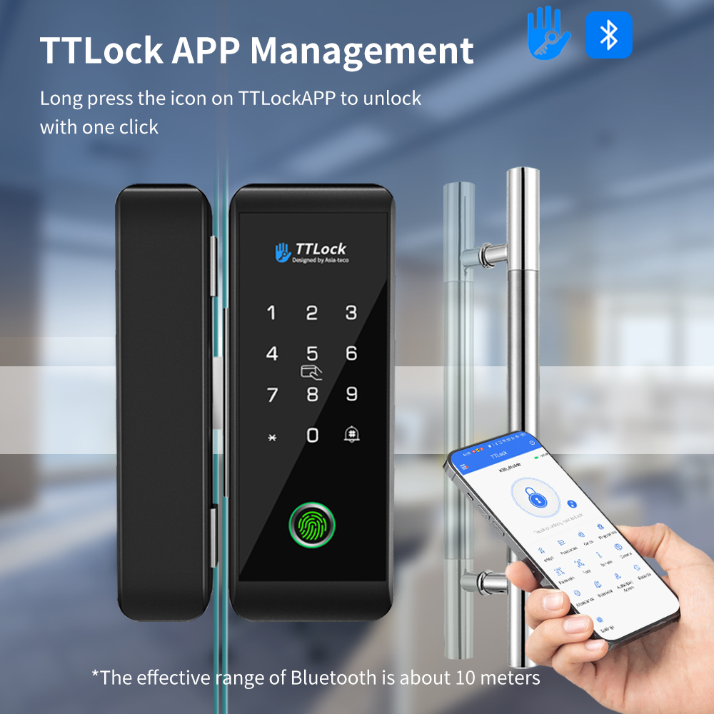 Door Lock Smart Keypad - TTLOCK Smart Glass lock Fingerprint recognition