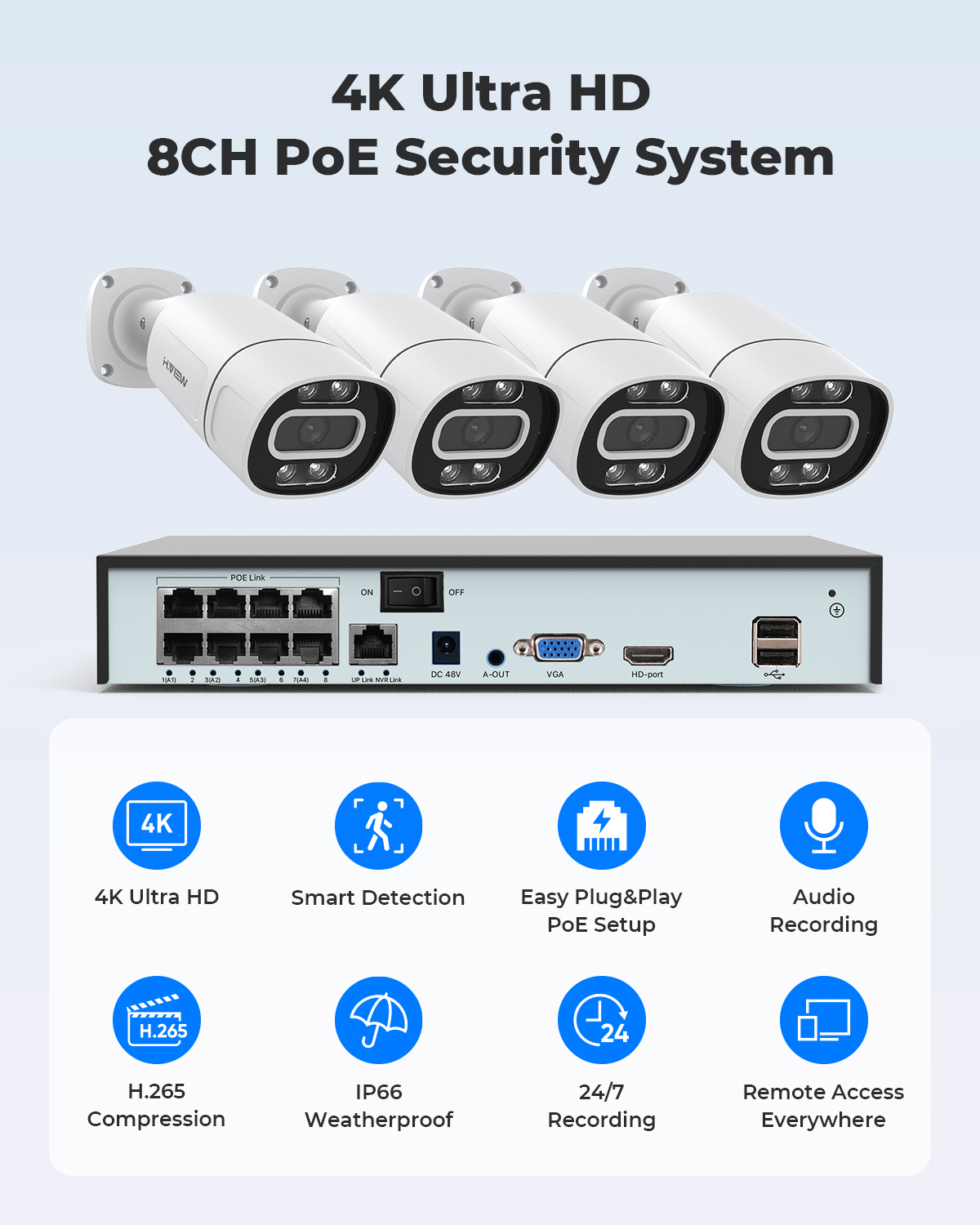 H.View 4K 5Mp 8Mp Poe CCTV Sec - Home Security System Installation review and price