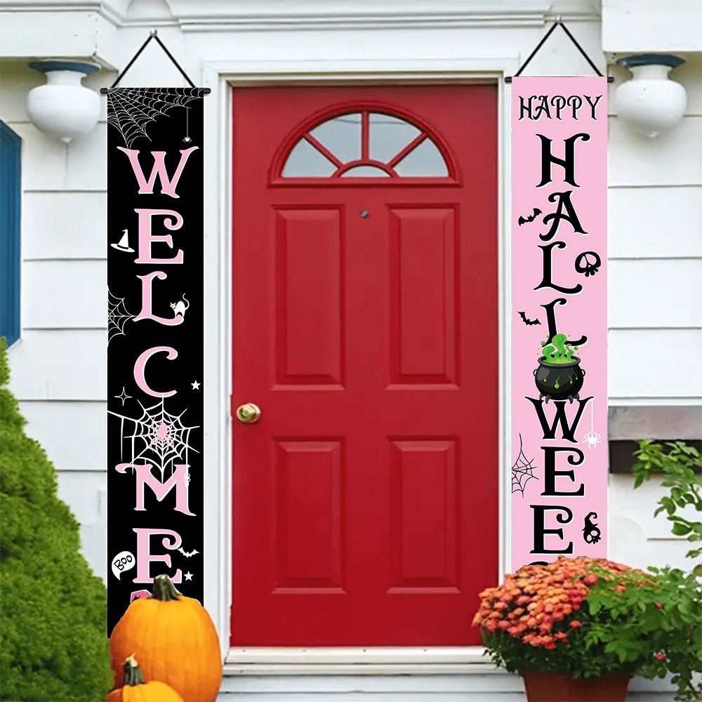 Pink Black Halloween Porch Ban - Home Security Yard Sign review and price