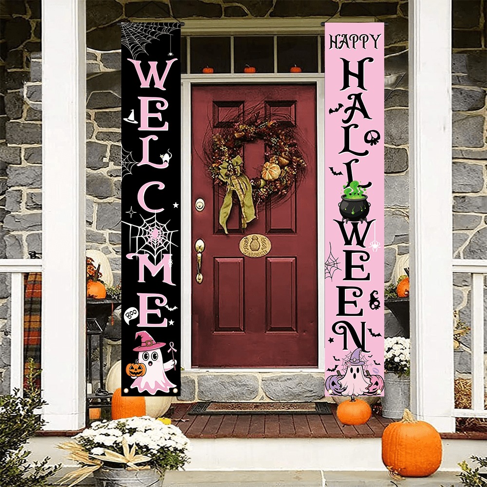 Pink Black Halloween Porch Ban - Home Security Yard Sign review and price